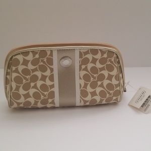 Coach Silver/Light Khaki/Gold Cosmetics Case